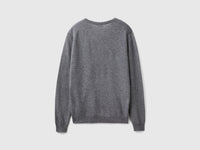 Gray V-neck sweater in pure Merino wool - ucb_image_BS