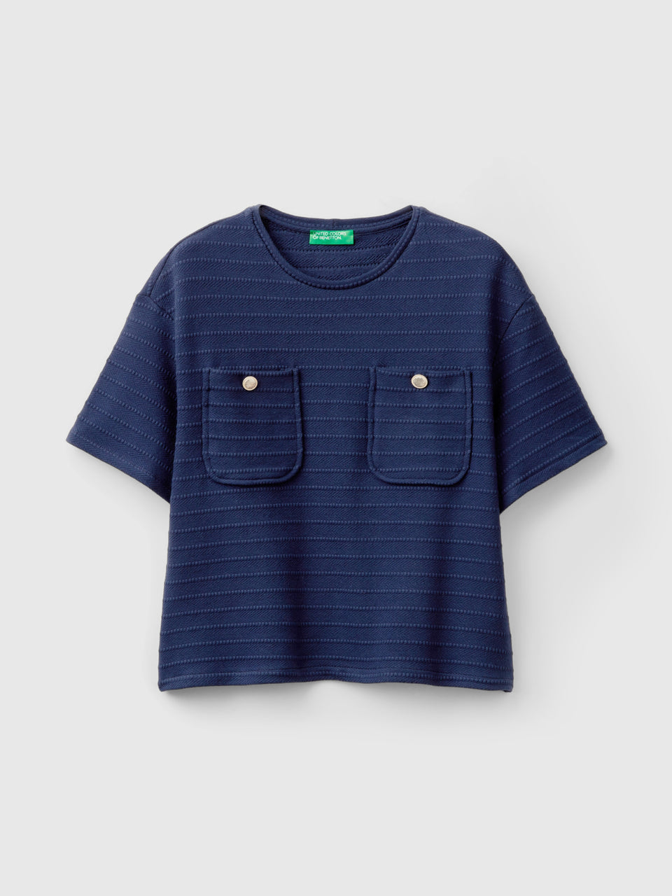 T-shirt de gola redonda com bolsos pequenos - ucb_image_FS