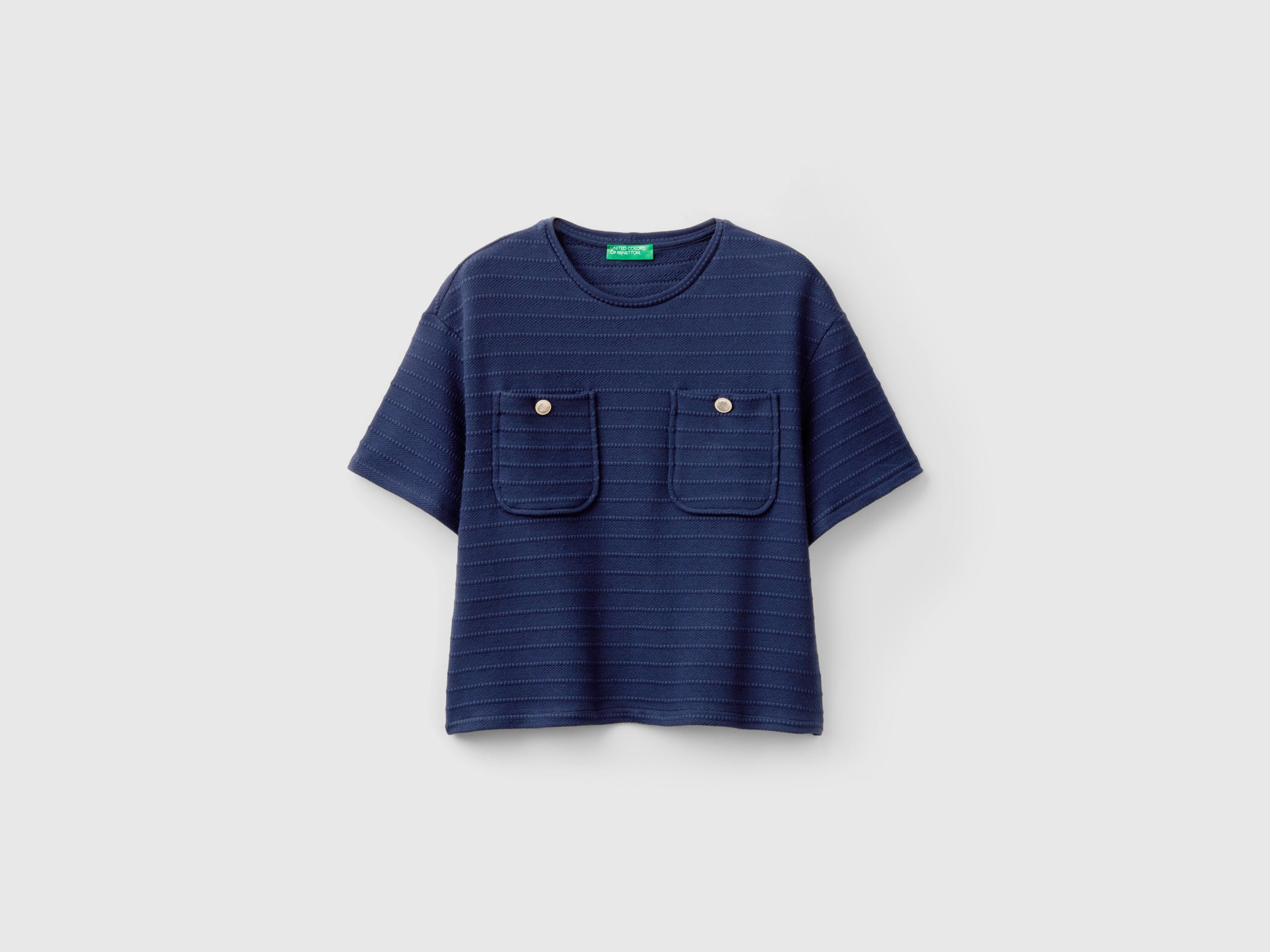 T-shirt de gola redonda com bolsos pequenos - ucb_image_FS