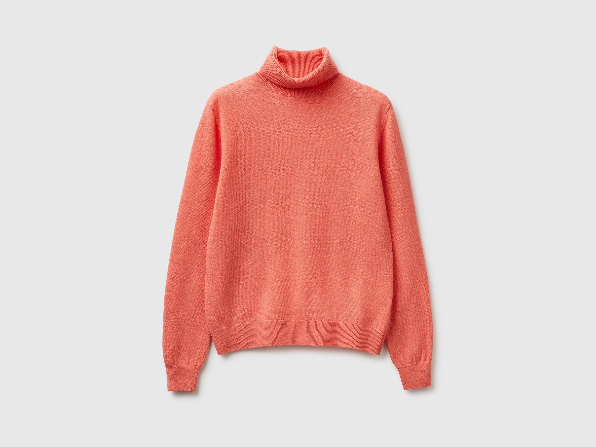 Camisola de gola alta cor pêssego em pura lã Merino - ucb_image_FS