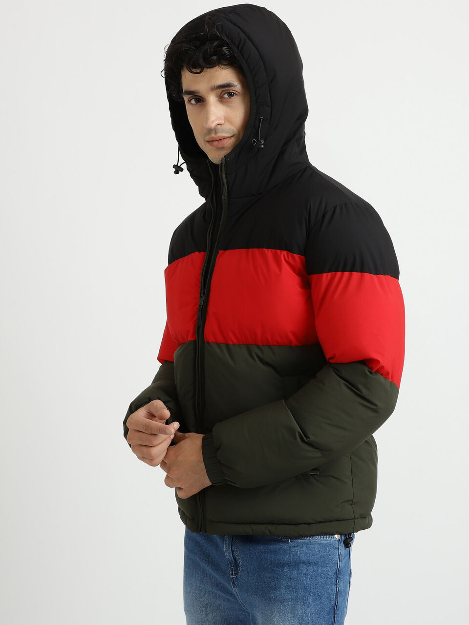 COLOR BLOCK HEAVY PUFFER JACKET image number null