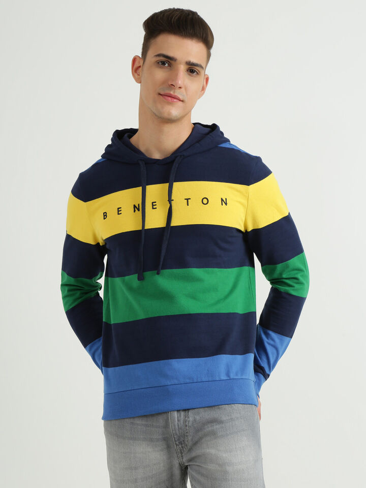 MULTI COLOR ENGINEERED STRIPED HOODIE