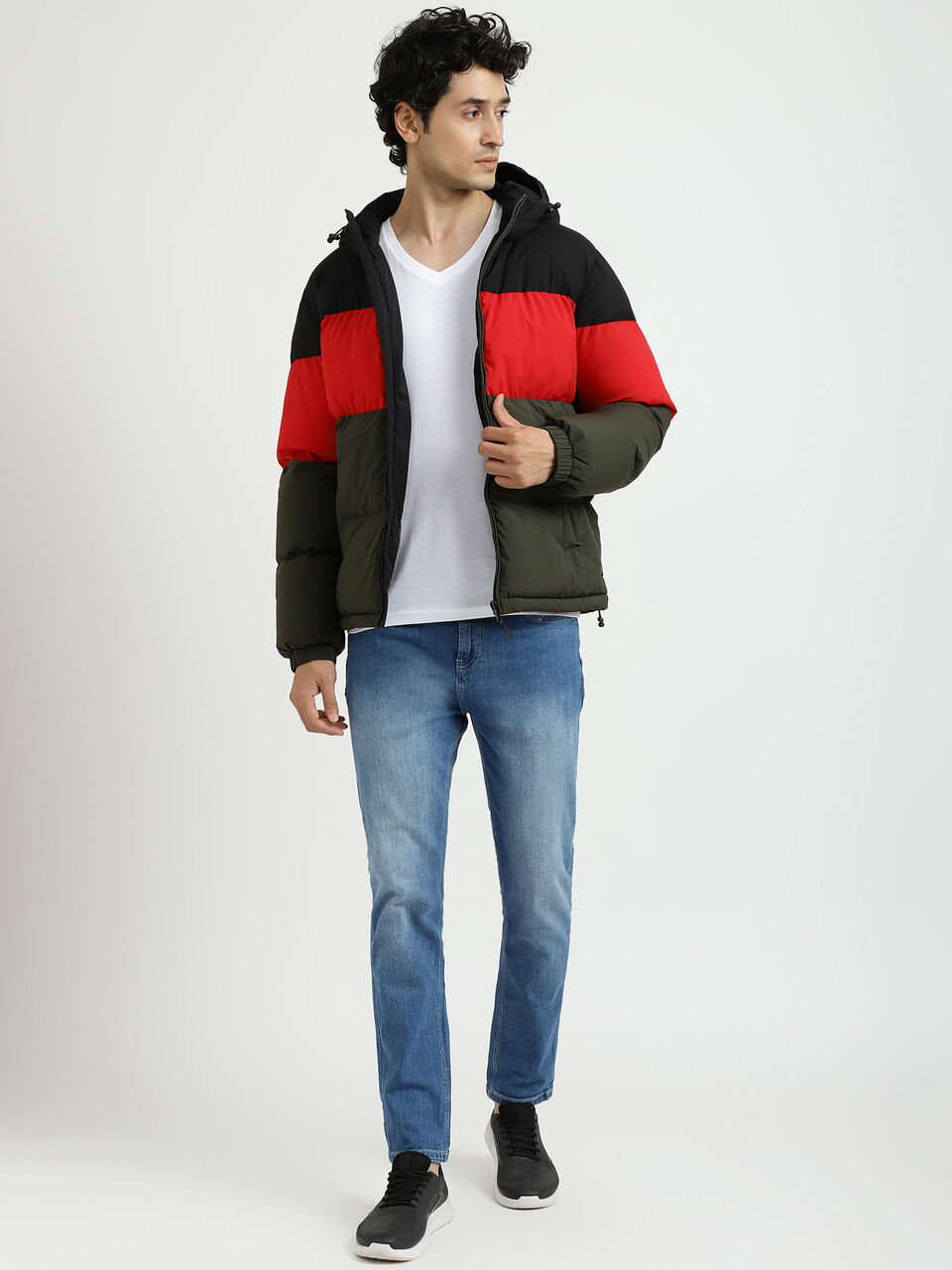COLOR BLOCK HEAVY PUFFER JACKET image number null