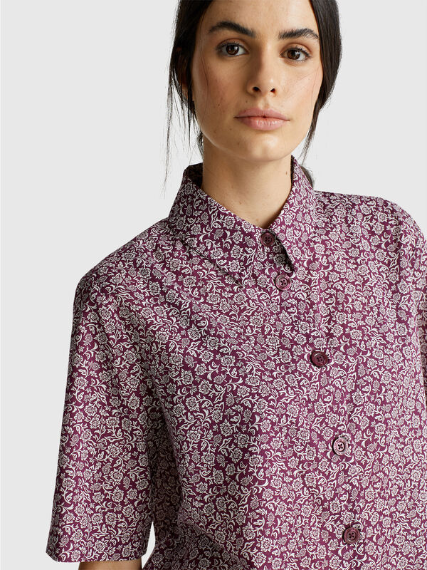 Chemise à motifs à manches courtes Femme