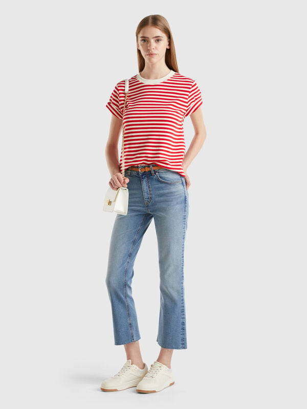 Cropped jeans in recycled cotton Women