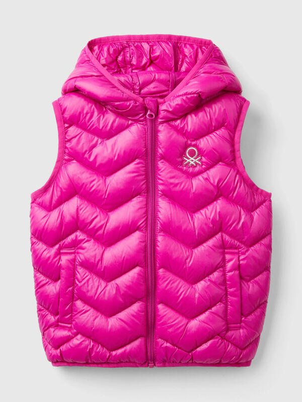 Padded vest in 3D wadding with hood Junior Girl