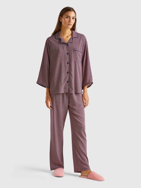 Pyjama à motif en pure viscose Femme