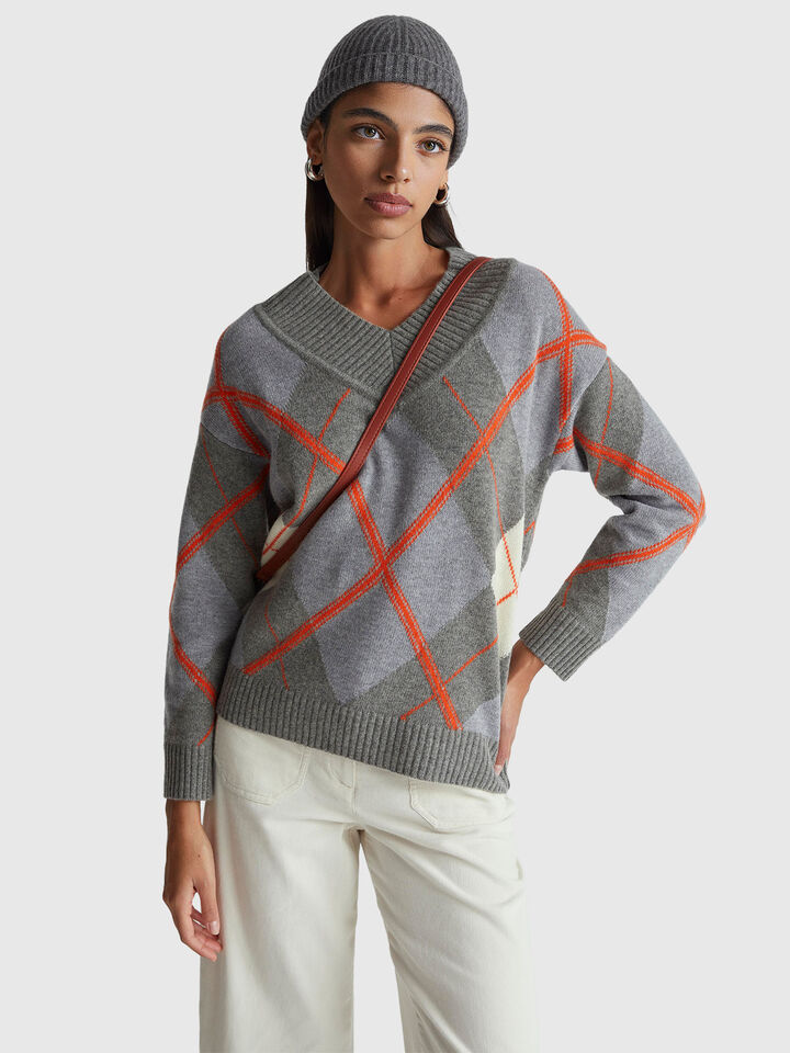 V NECK SWEATER L/S Femme