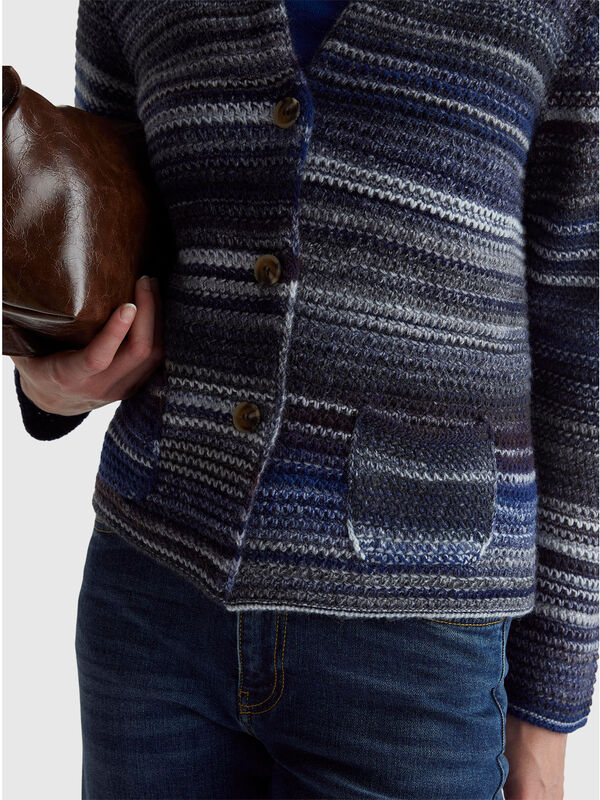 Veste en tricot multicolore Femme