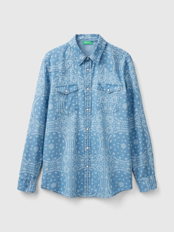 Chemise western en chambray Homme