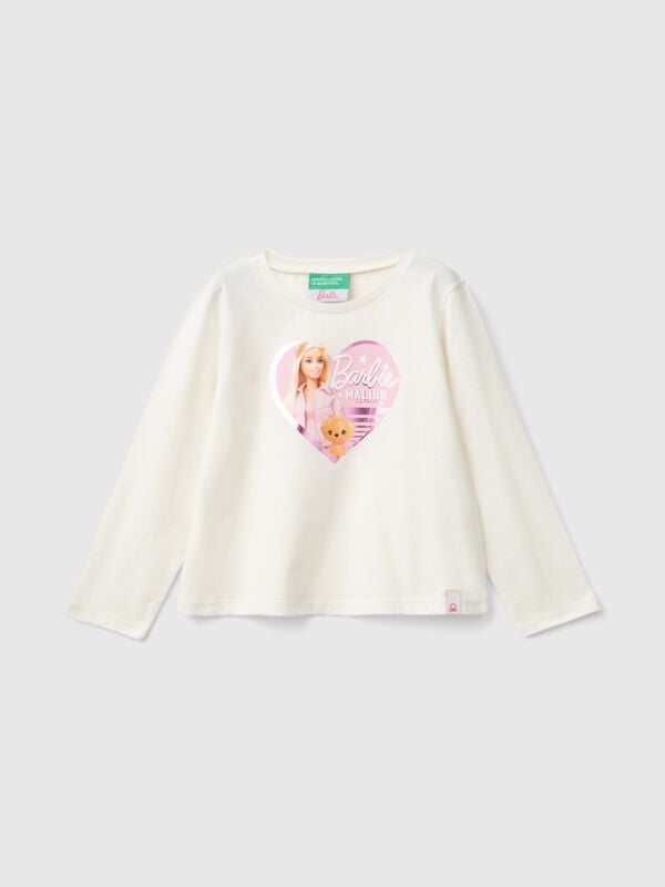 T-shirt crème avec imprimé laminé Barbie Filles