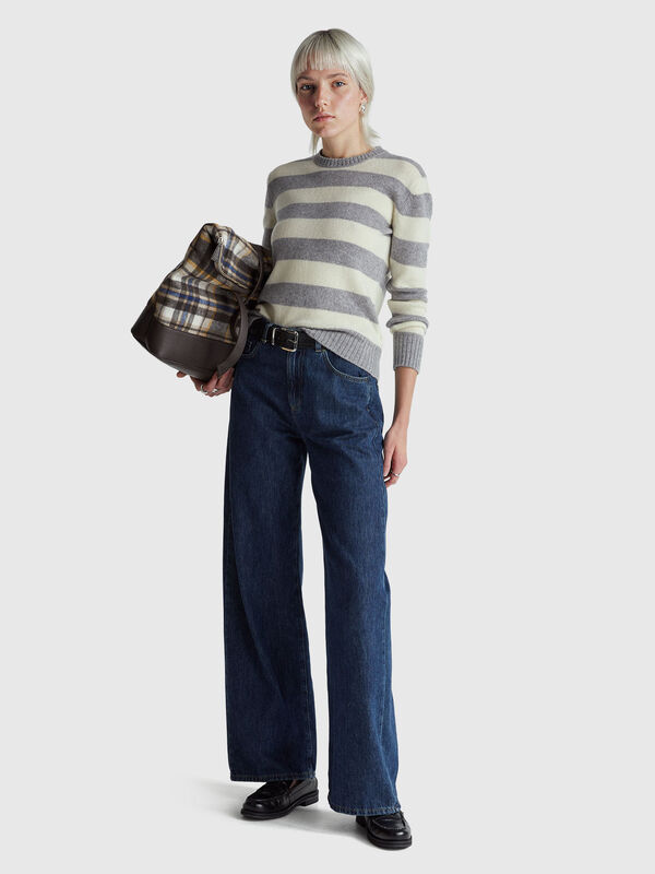 Striped sweater in pure Shetland wool Women