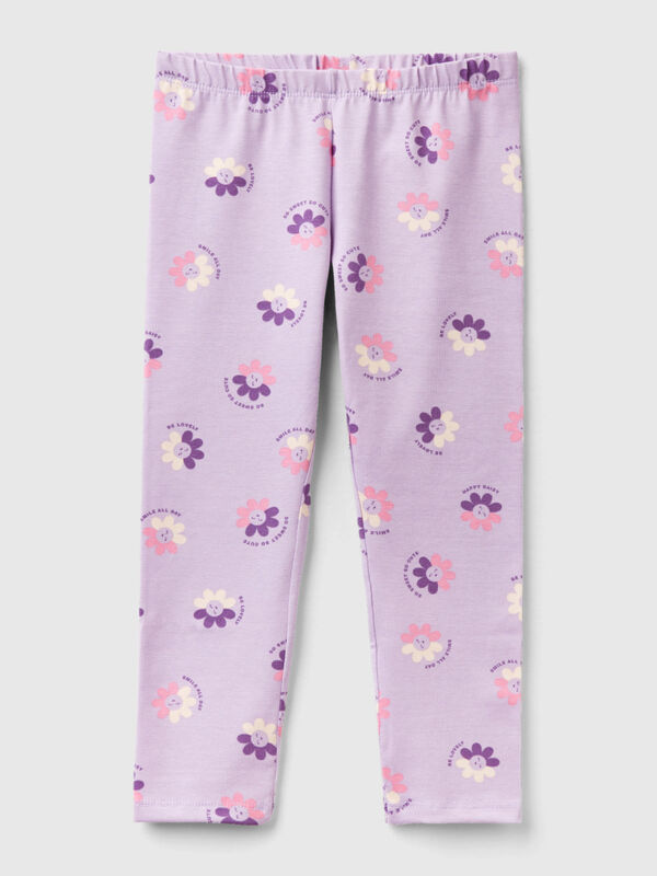 Lilac leggings with floral print Junior Girl