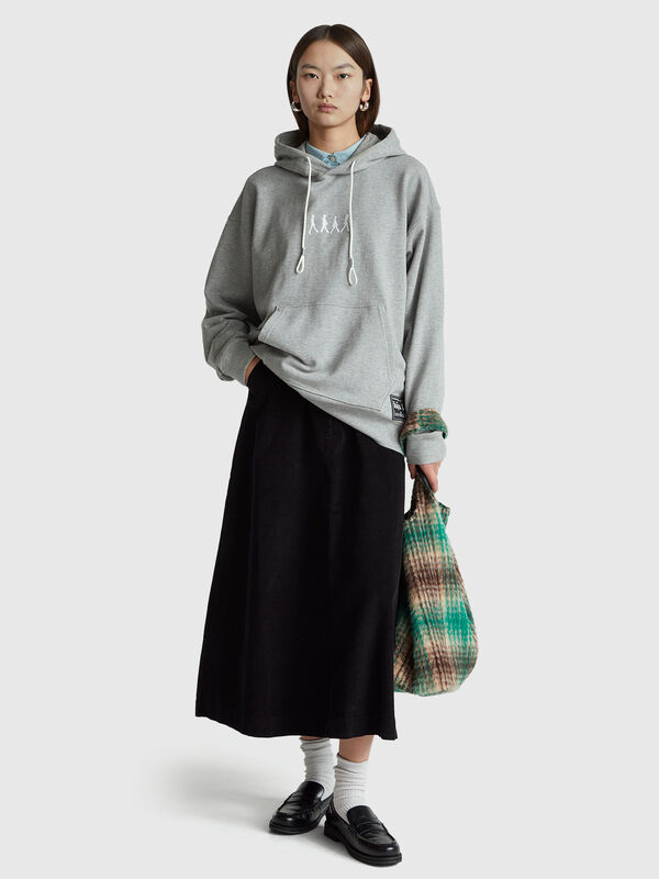 Jupe midi en velours Femme