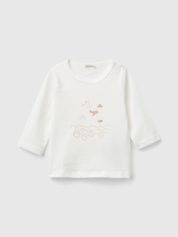 T-shirt en coton bio avec imprimé Naissancede