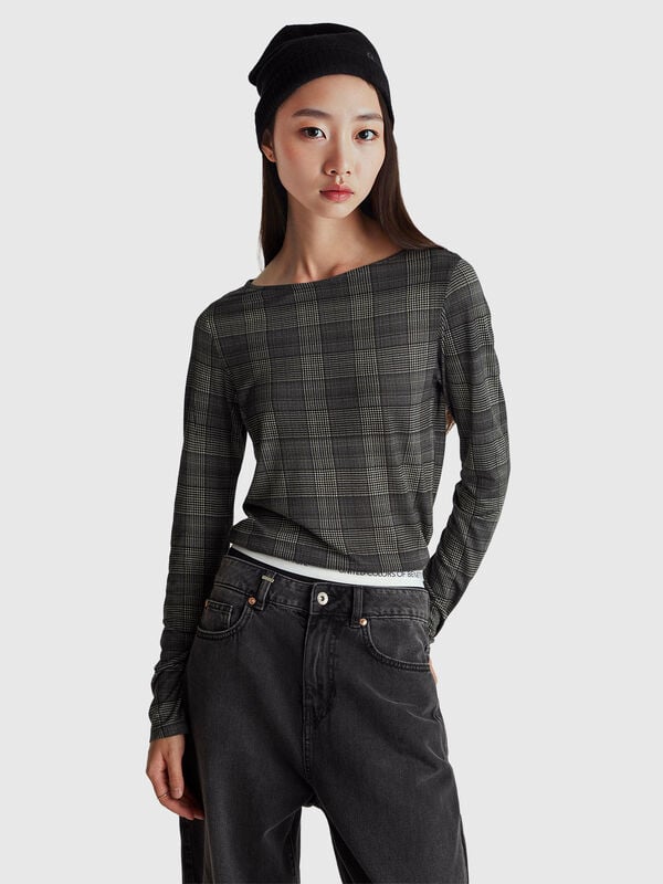 T-shirt coupe slim Prince de Galles Femme