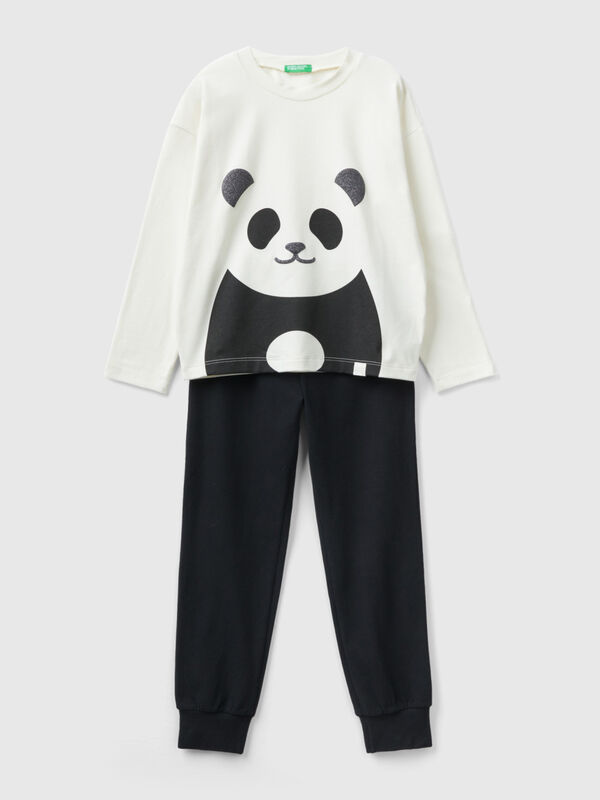 pyjama bebe fille en velours a motif panda bleu