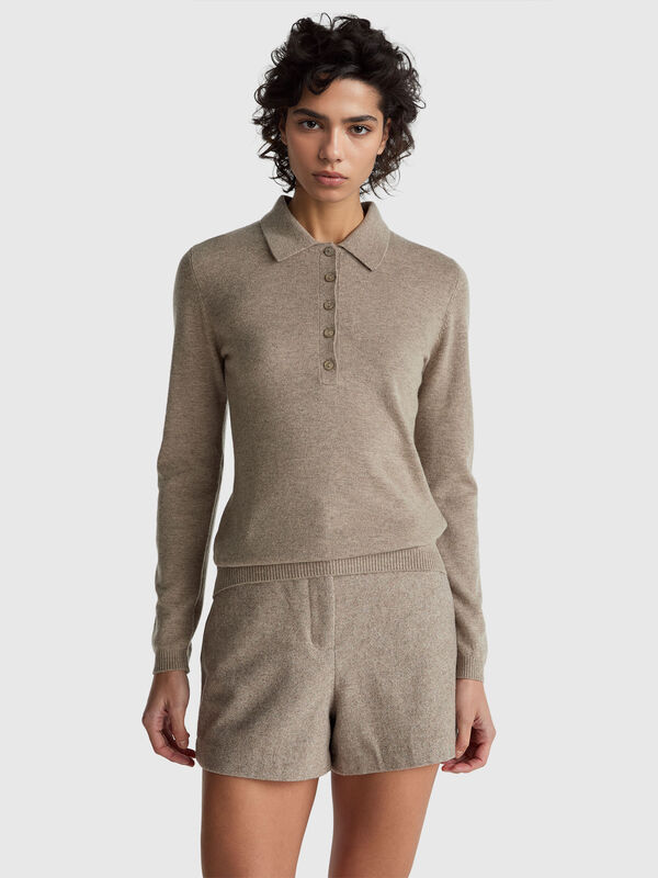 Cashmere blend knit polo Women