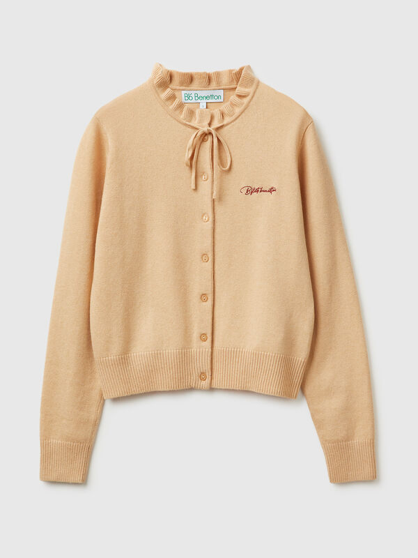 Cardigan with ruffled collar Women