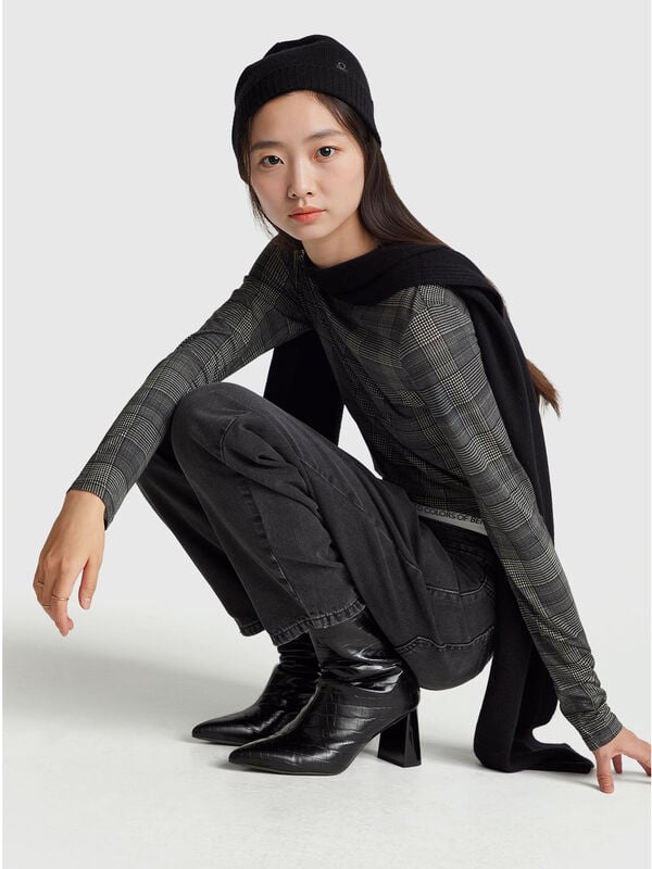 T-shirt coupe slim Prince de Galles Femme