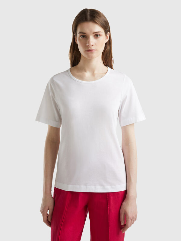 T-shirt blanc à manches courtes Femme