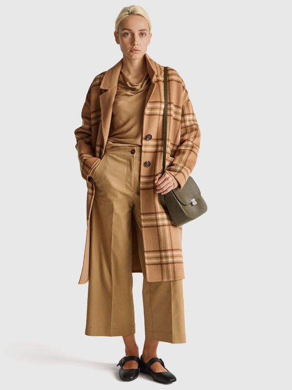 Pantalon large taille haute Femme