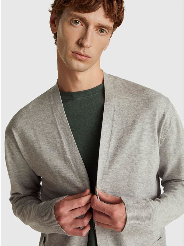 Cardigan tricot&eacute; en m&eacute;lange de viscose Homme