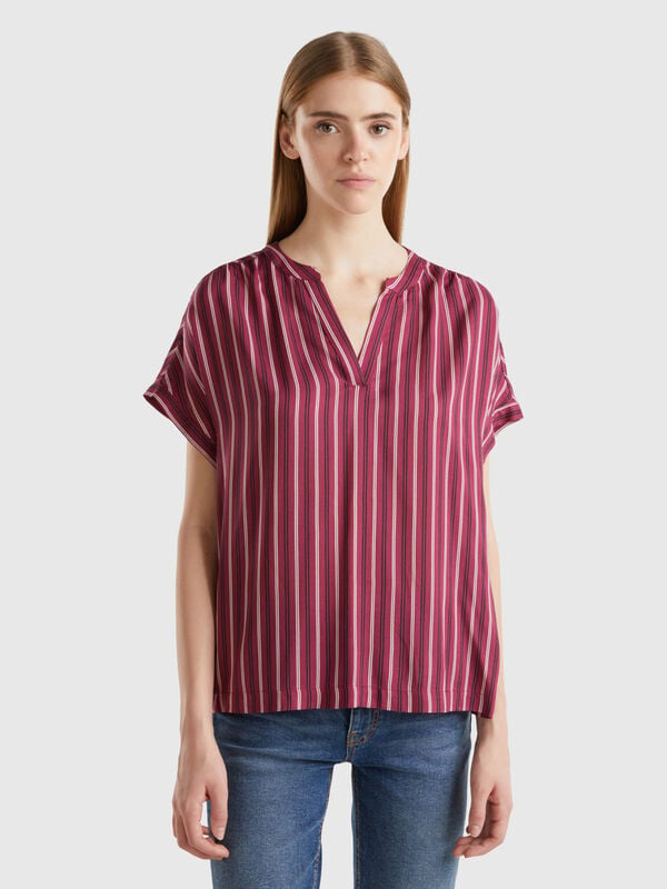 Striped blouse in pure viscose Women