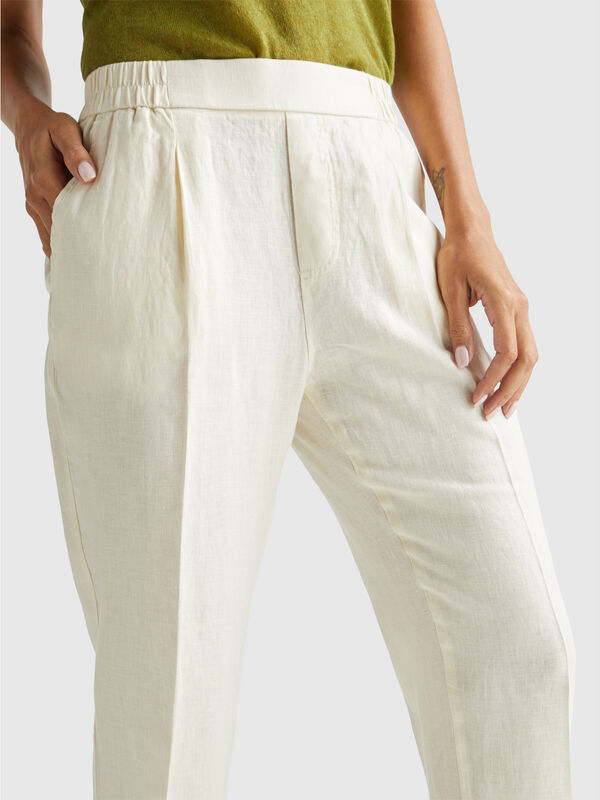 Pantalon court en pur lin Femme
