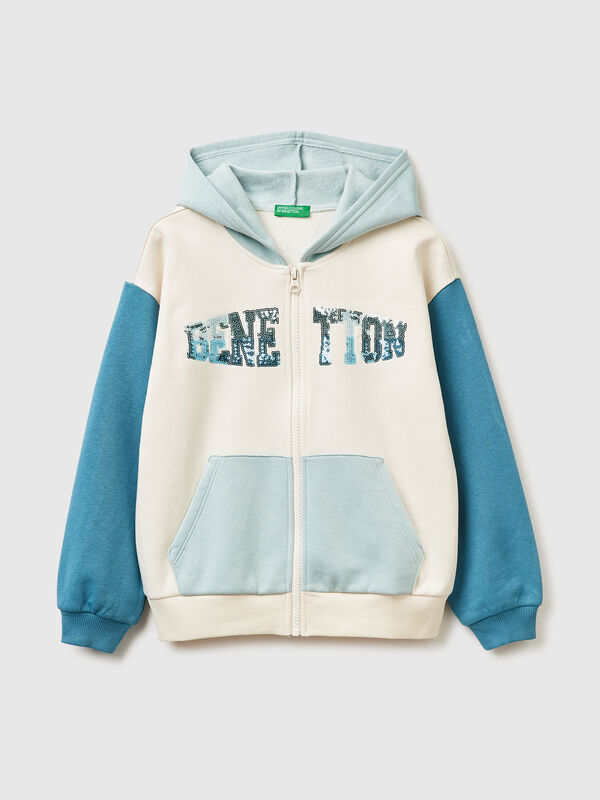 Sweat-shirt zippé à paillettes Filles