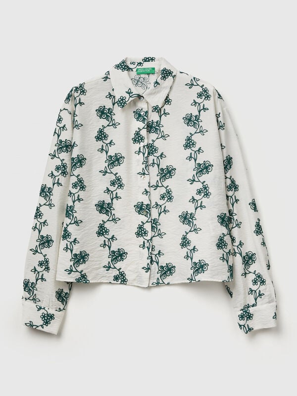 Chemise avec broderie de fleurs Femme