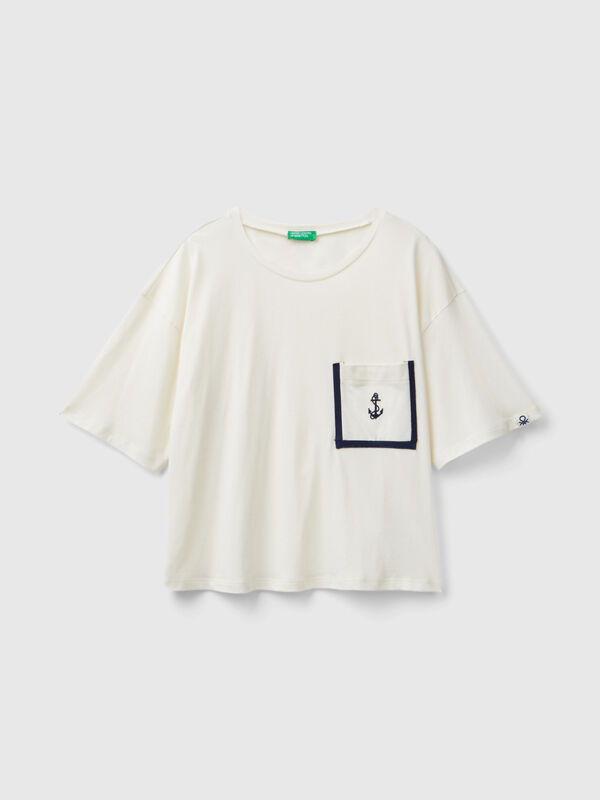 T-shirt boxy à petite poche Femme