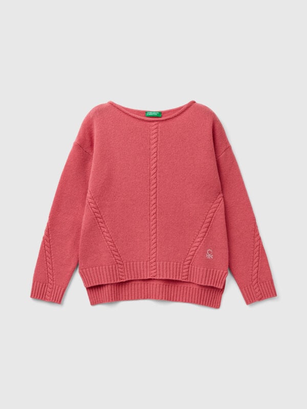 Pull torsadé en laine mélangée Filles