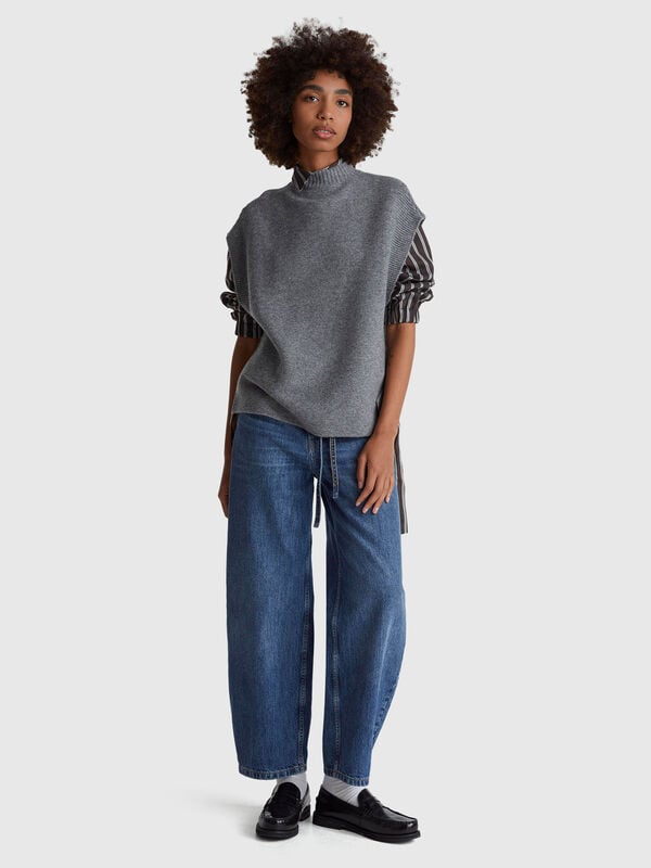 Gilet col roulé en laine mélangée Femme