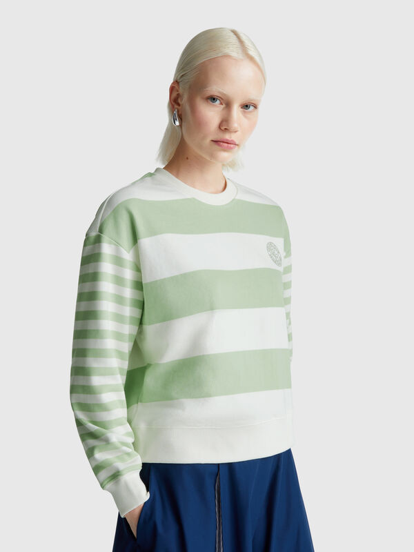 Sweat-shirt à col rond rayé Femme