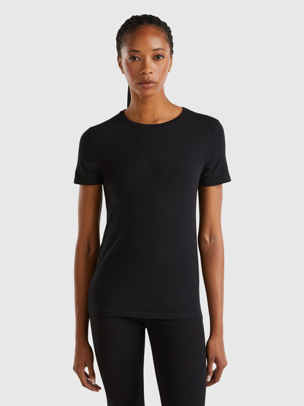 T-shirt à manches courtes en coton bio super stretch Femme