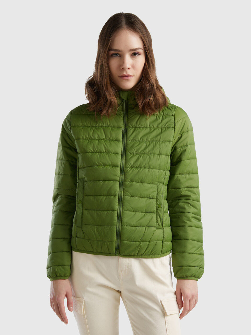 Women Quilted High Neck Reversible Jacket - Pink | Benetton