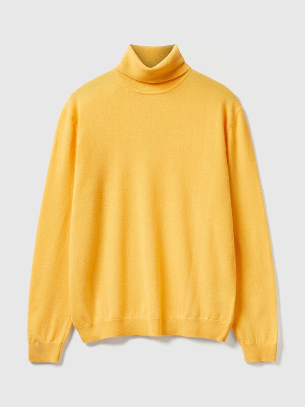 Col roulé jaune en pure laine mérinos Homme