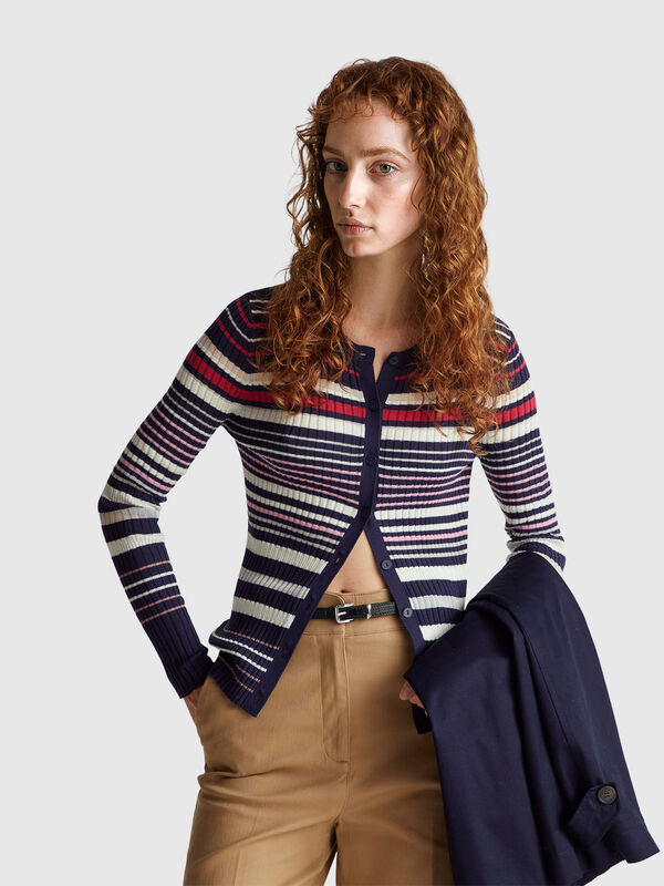 Striped cardigan in viscose blend Women