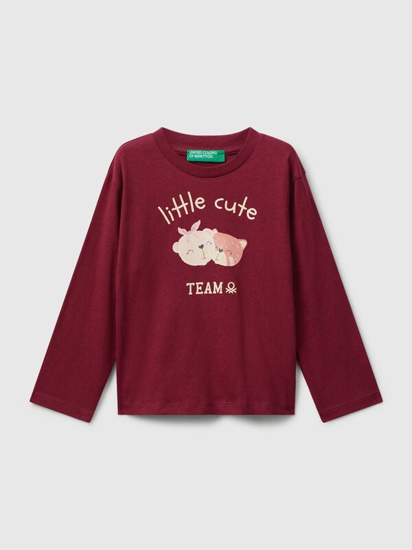T-shirt en coton avec imprimé pailleté Filles