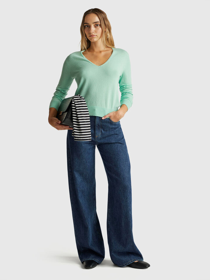 V NECK SWEATER L/S Femme