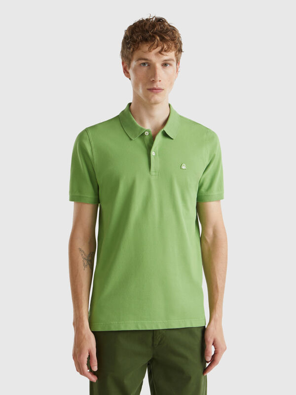 Polo ajusté vert olive Homme