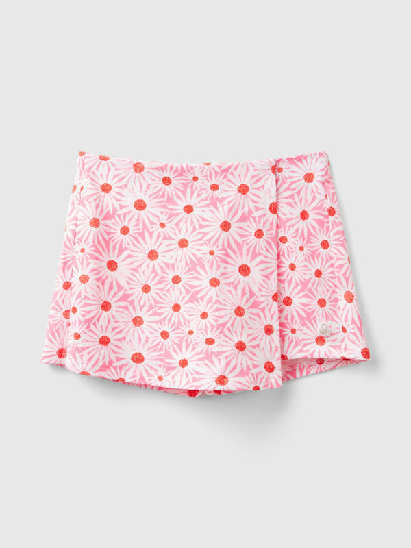 Jupe-culotte rose à motif fleurs Filles