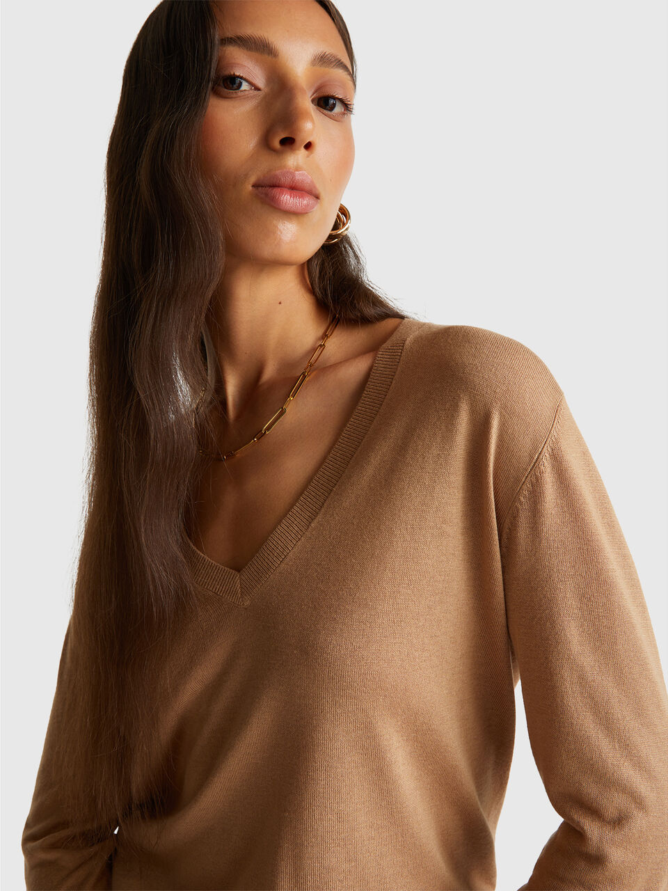 V NECK SWEATER L/S Femme image number null