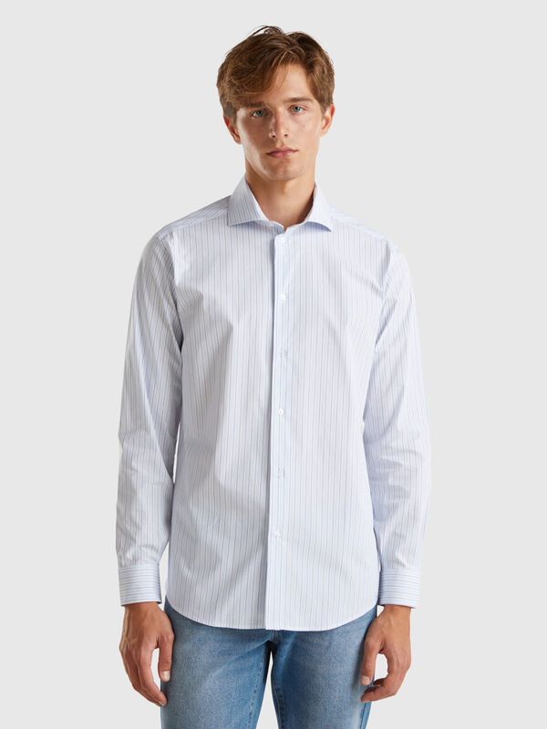 Chemise à rayures en coton stretch Homme