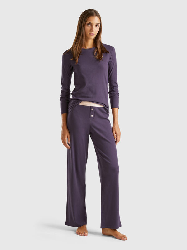 Pantalon en mélange de coton stretch Femme