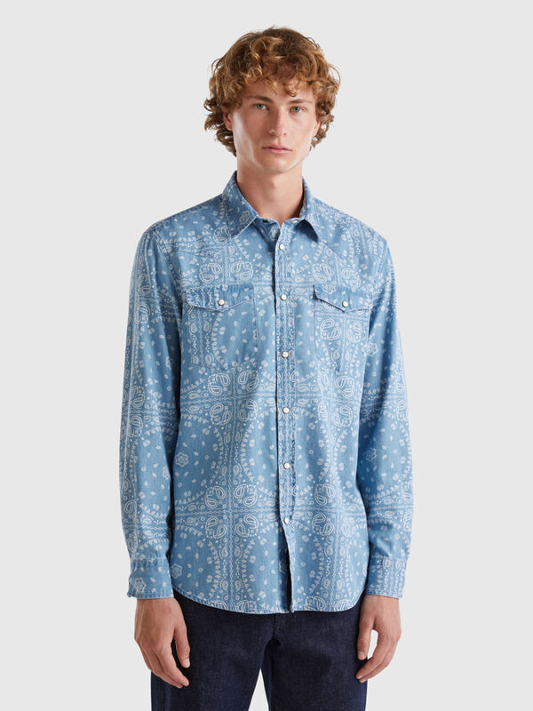 Chemise western en chambray Homme