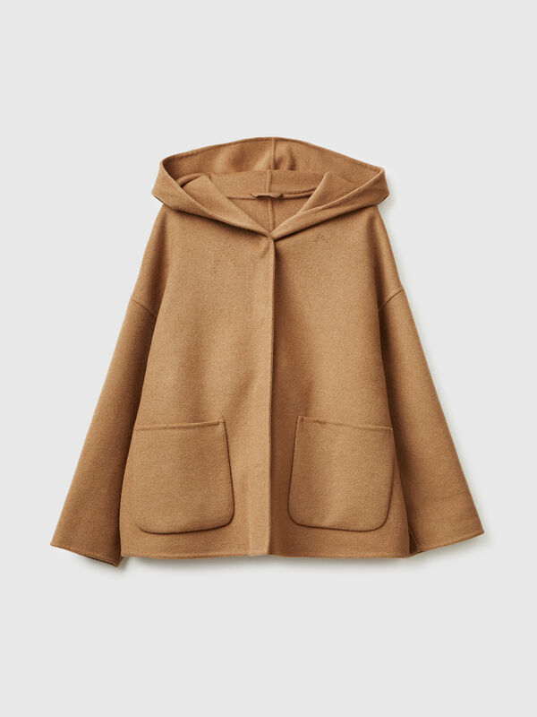 Veste à capuche en mélange de laine Femme