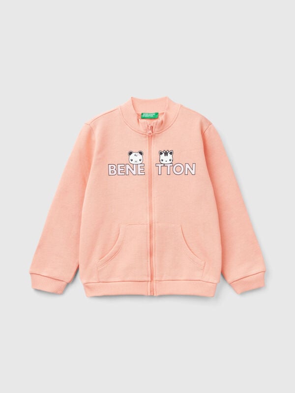 Sweat zippé en coton bio Filles