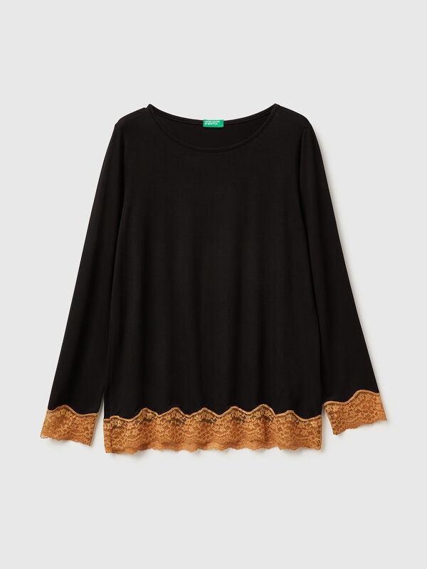 Chemise fluide avec dentelle Femme